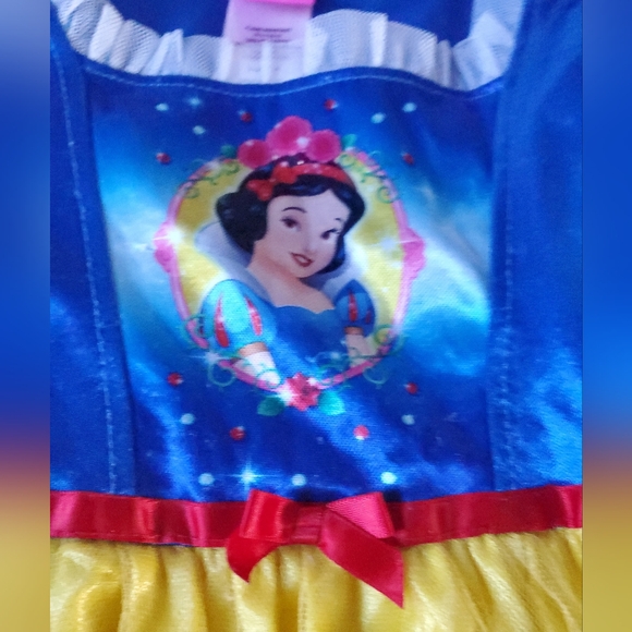 Disney's  Princesses Snow White Toddler Blue and Yellow Glitter Dress Size 4 - Picture 3 of 7